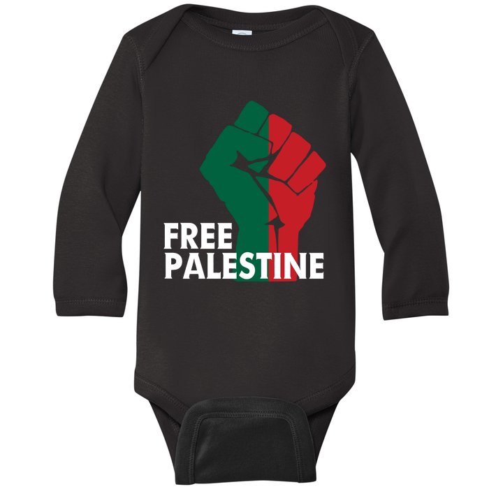 I Stand With Palestine Free Palestine Free Gaza Peace Flag Baby Long Sleeve Bodysuit