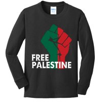 I Stand With Palestine Free Palestine Free Gaza Peace Flag Kids Long Sleeve Shirt