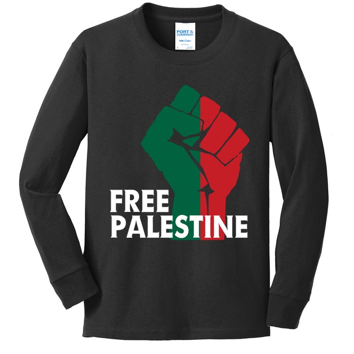 I Stand With Palestine Free Palestine Free Gaza Peace Flag Kids Long Sleeve Shirt