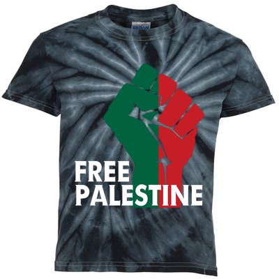 I Stand With Palestine Free Palestine Free Gaza Peace Flag Kids Tie-Dye T-Shirt