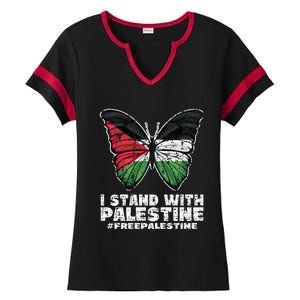 I Stand With Palestine For Their Freedom Free Palestine Ladies Halftime Notch Neck Tee