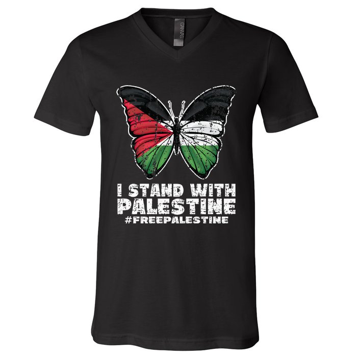 I Stand With Palestine For Their Freedom Free Palestine V-Neck T-Shirt