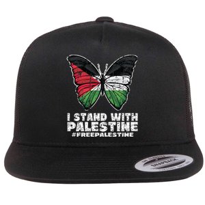 I Stand With Palestine For Their Freedom Free Palestine Flat Bill Trucker Hat