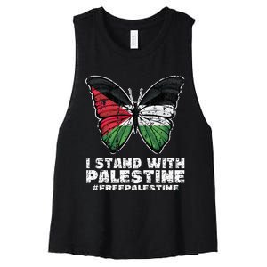 I Stand With Palestine For Their Freedom Free Palestine Women's Racerback Cropped Tank