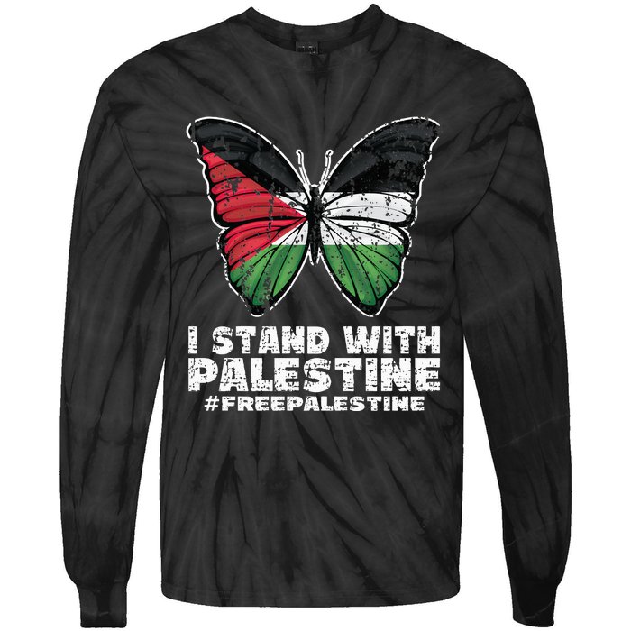 I Stand With Palestine For Their Freedom Free Palestine Tie-Dye Long Sleeve Shirt