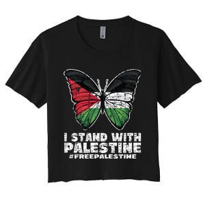 I Stand With Palestine For Their Freedom Free Palestine Women's Crop Top Tee