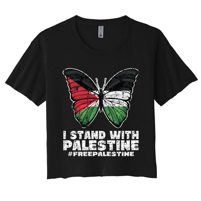 I Stand With Palestine For Their Freedom Free Palestine Women's Crop Top Tee