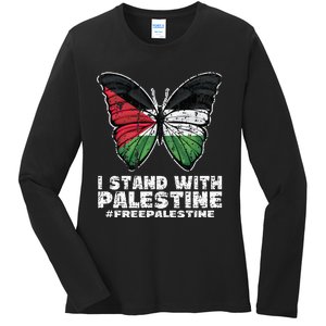 I Stand With Palestine For Their Freedom Free Palestine Ladies Long Sleeve Shirt