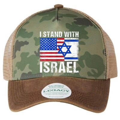 I Stand With Israel Patriotic USA and Israel Flag Legacy Tie Dye Trucker Hat
