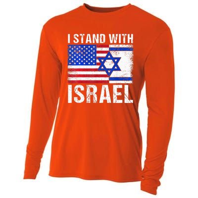 I Stand With Israel Patriotic USA and Israel Flag Cooling Performance Long Sleeve Crew