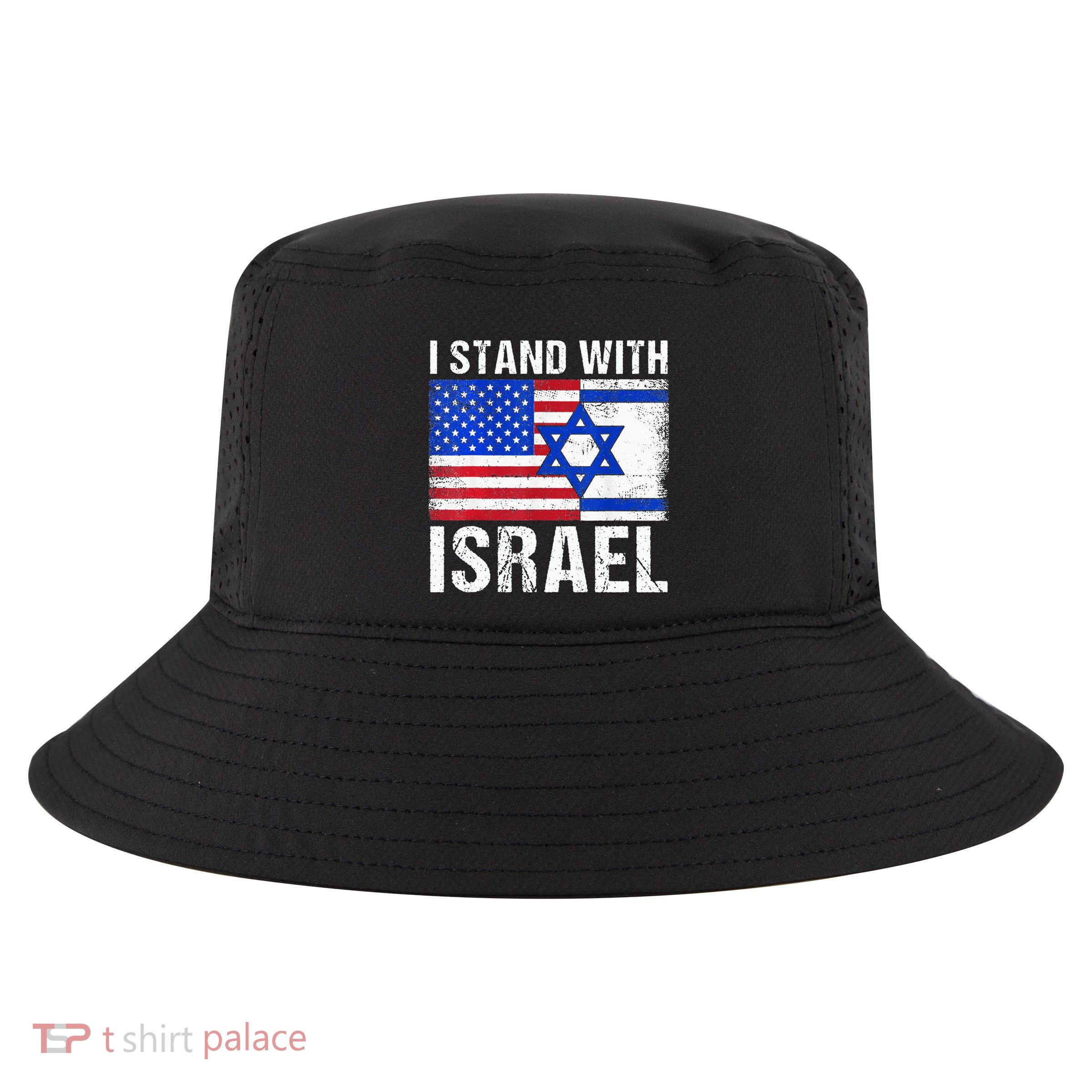 I Stand With Israel Patriotic USA and Israel Flag Cool Comfort Performance Bucket Hat