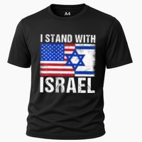 I Stand With Israel Patriotic USA and Israel Flag Cooling Performance Crew T-Shirt