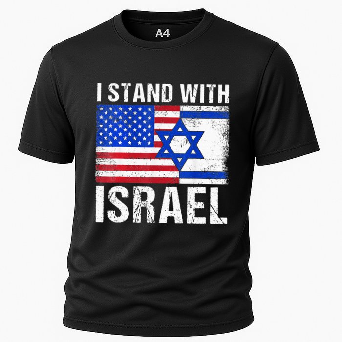 I Stand With Israel Patriotic USA and Israel Flag Cooling Performance Crew T-Shirt
