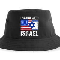 I Stand With Israel Patriotic USA and Israel Flag Sustainable Bucket Hat