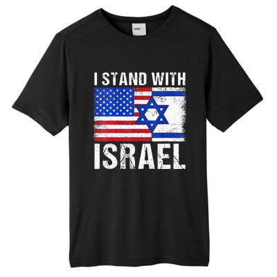 I Stand With Israel Patriotic USA and Israel Flag Tall Fusion ChromaSoft Performance T-Shirt