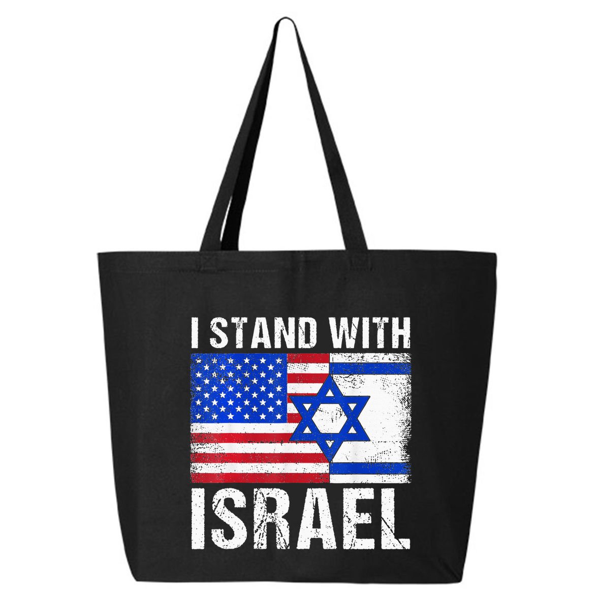 I Stand With Israel Patriotic USA and Israel Flag 25L Jumbo Tote