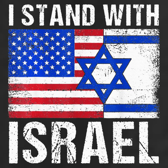 I Stand With Israel Patriotic USA and Israel Flag 25L Jumbo Tote