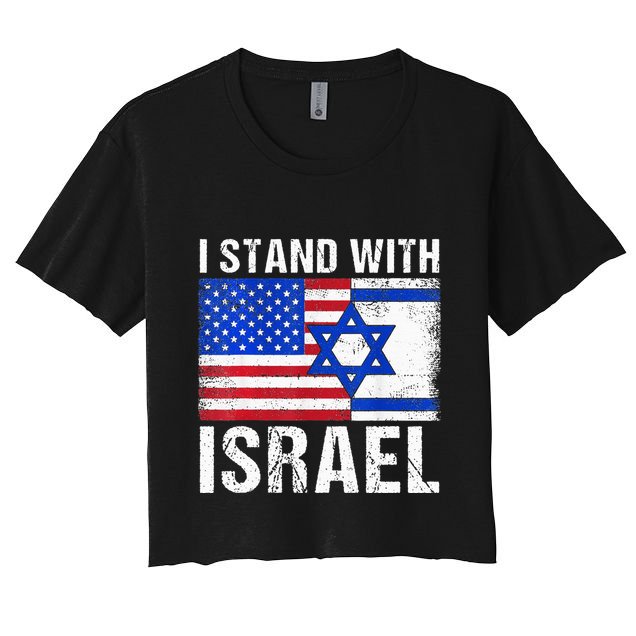 I Stand With Israel Patriotic USA and Israel Flag Crop Top