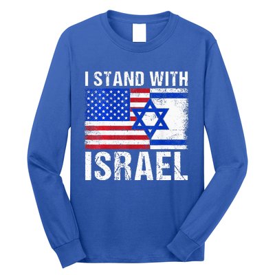 I Stand With Israel Patriotic USA and Israel Flag Long Sleeve Shirt