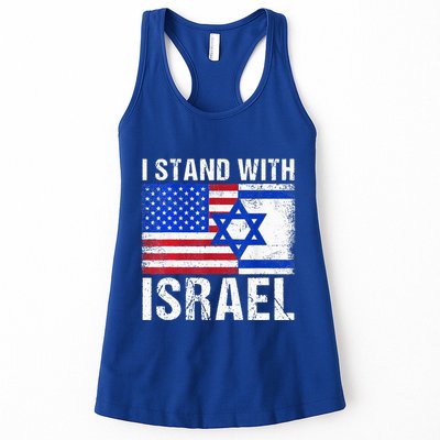 I Stand With Israel Patriotic USA and Israel Flag Womens Tank Top