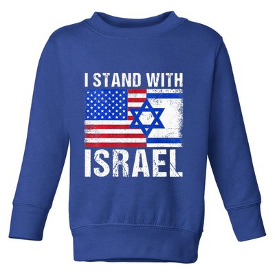 I Stand With Israel Patriotic USA and Israel Flag Toddler Sweatshirt