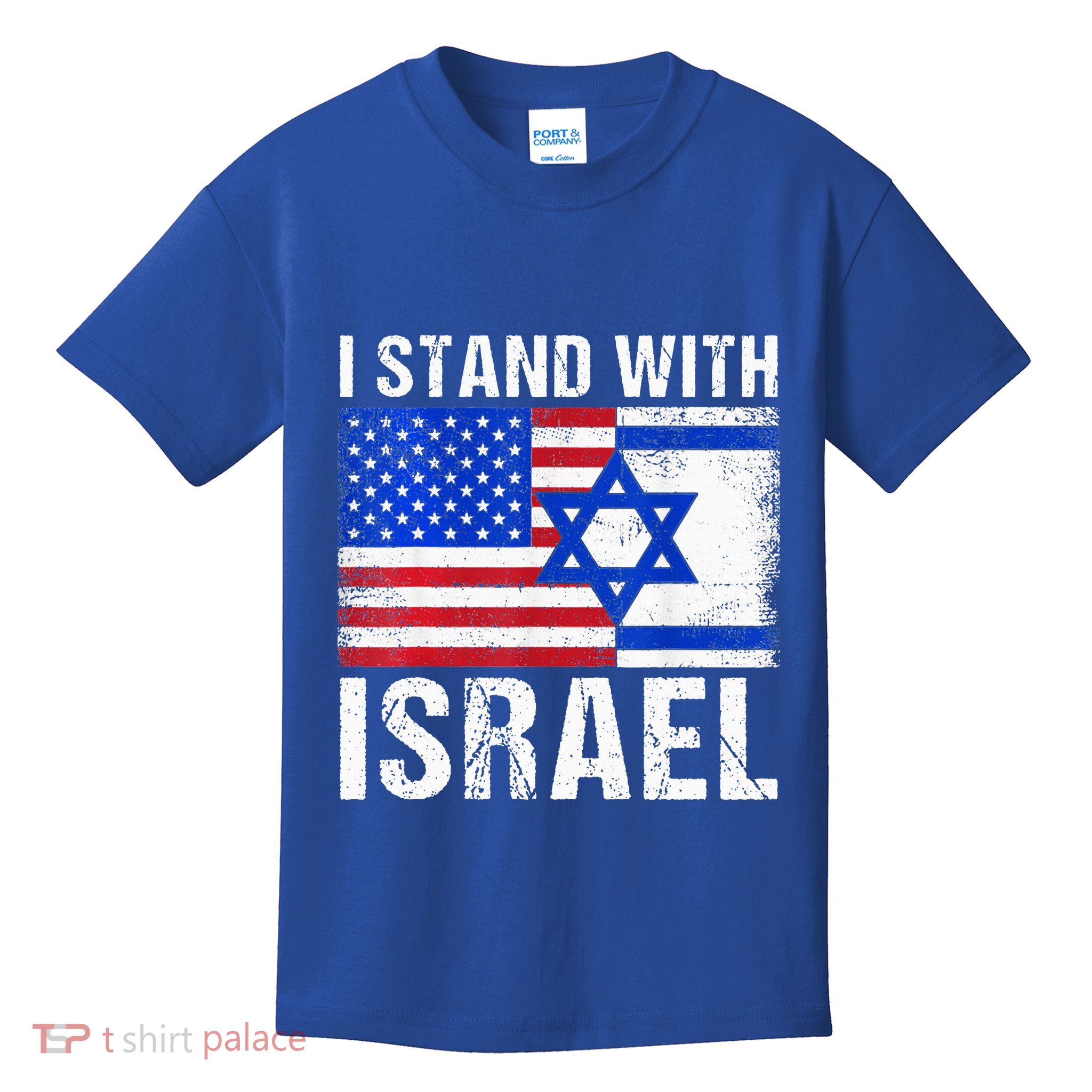 I Stand With Israel Patriotic USA and Israel Flag Kids T-Shirt
