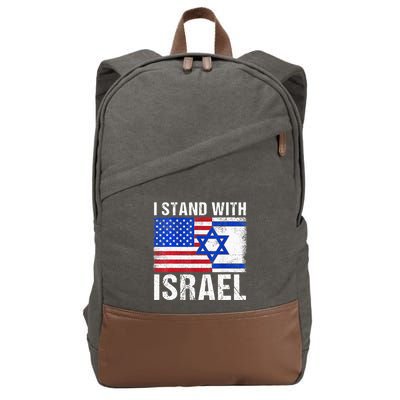 I Stand With Israel Patriotic USA and Israel Flag Cotton Canvas Backpack
