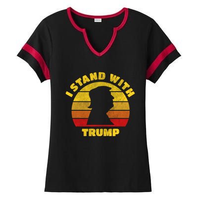 I Stand With Trump Pro Trump 2024 Vintage Gift Ladies Halftime Notch Neck Tee