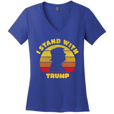 I Stand With Trump Pro Trump 2024 Vintage Gift Women's V-Neck T-Shirt