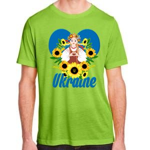 I Stand With Ukraine Traditional Ukrainian Sunflower Girl Adult ChromaSoft Performance T-Shirt