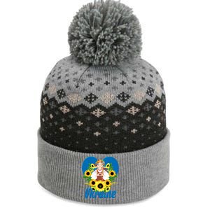 I Stand With Ukraine Traditional Ukrainian Sunflower Girl The Baniff Cuffed Pom Beanie