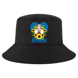 I Stand With Ukraine Traditional Ukrainian Sunflower Girl Cool Comfort Performance Bucket Hat