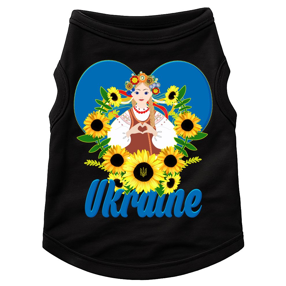 I Stand With Ukraine Traditional Ukrainian Sunflower Girl Doggie Tank