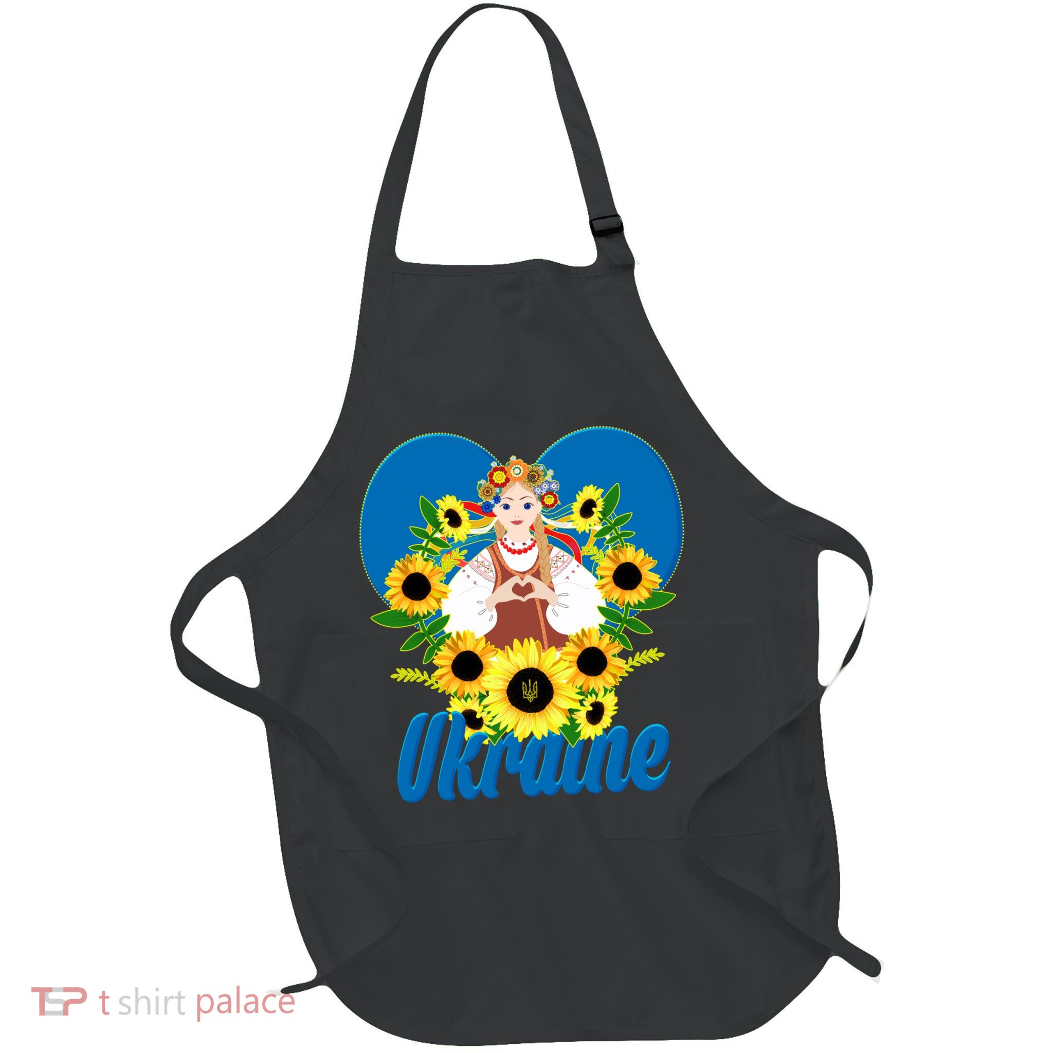 I Stand With Ukraine Traditional Ukrainian Sunflower Girl Apron