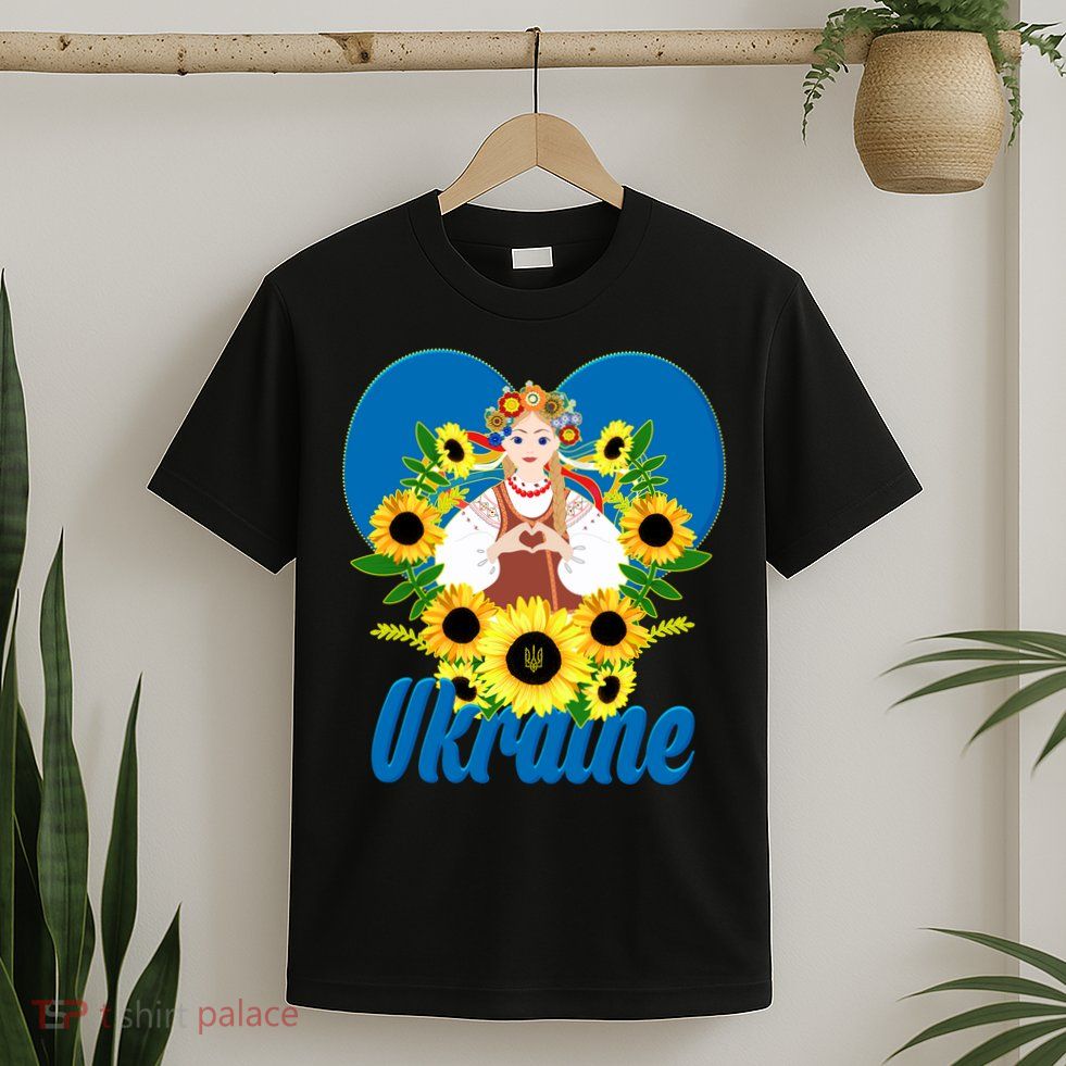 I Stand With Ukraine Traditional Ukrainian Sunflower Girl T-Shirt