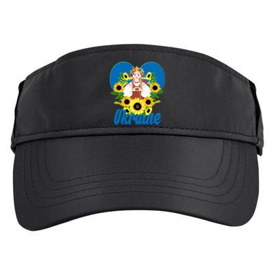 I Stand With Ukraine Traditional Ukrainian Sunflower Girl Adult Drive Performance Visor