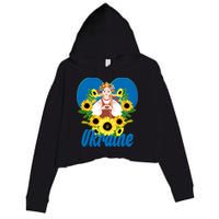 I Stand With Ukraine Traditional Ukrainian Sunflower Girl Crop Fleece Hoodie