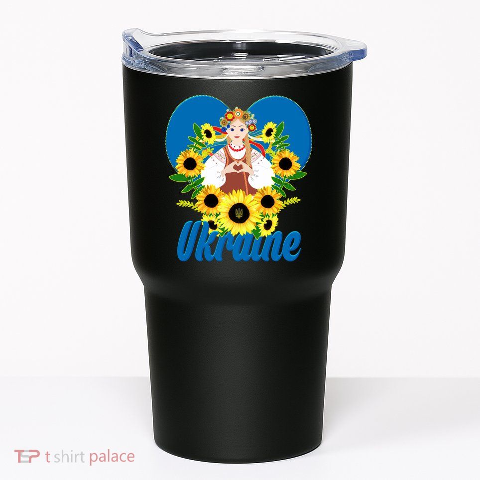 I Stand With Ukraine Traditional Ukrainian Sunflower Girl Tumbler