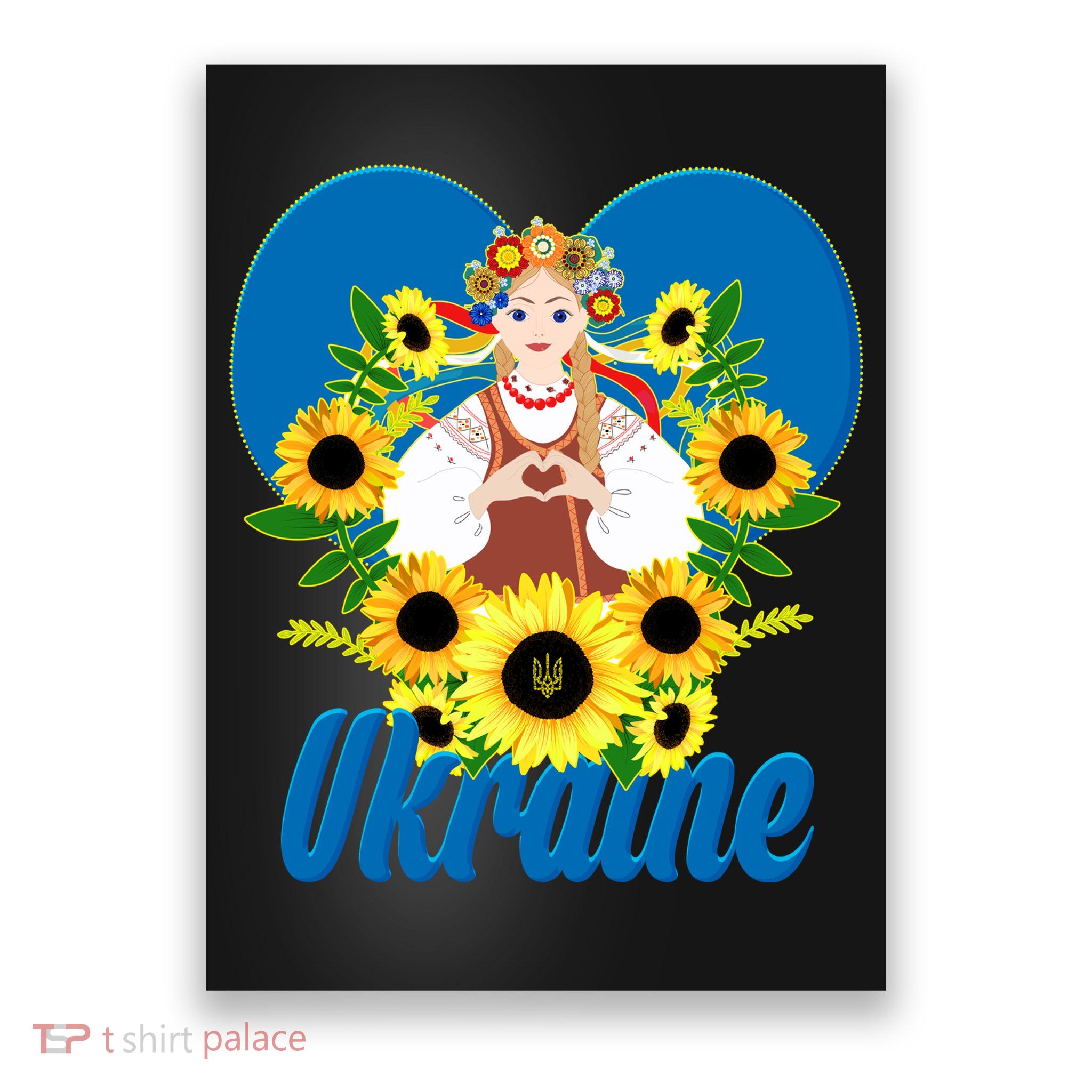 I Stand With Ukraine Traditional Ukrainian Sunflower Girl Poster