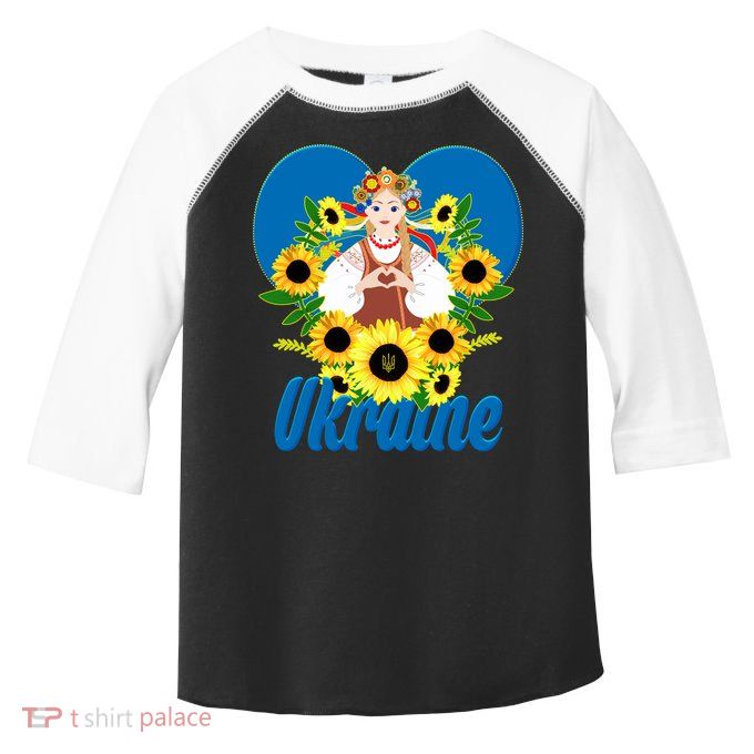 I Stand With Ukraine Traditional Ukrainian Sunflower Girl Toddler Fine Jersey T-Shirt