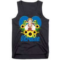 I Stand With Ukraine Traditional Ukrainian Sunflower Girl Tank Top