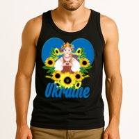 I Stand With Ukraine Traditional Ukrainian Sunflower Girl Tank Top