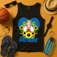 I Stand With Ukraine Traditional Ukrainian Sunflower Girl Tank Top