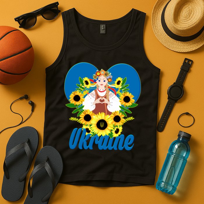 I Stand With Ukraine Traditional Ukrainian Sunflower Girl Tank Top
