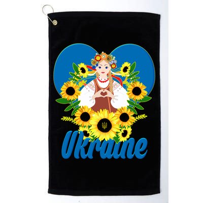 I Stand With Ukraine Traditional Ukrainian Sunflower Girl Golf Towel