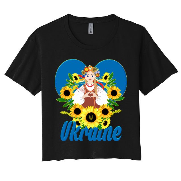 I Stand With Ukraine Traditional Ukrainian Sunflower Girl Crop Top