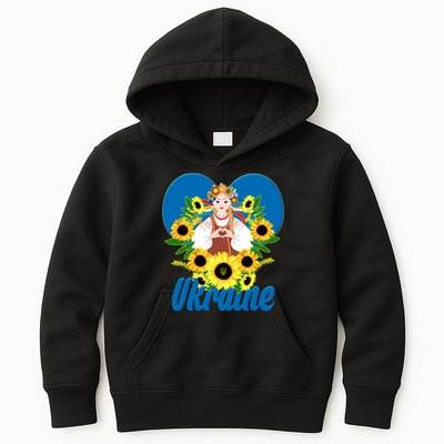 I Stand With Ukraine Traditional Ukrainian Sunflower Girl Kids Hoodie