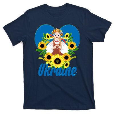 I Stand With Ukraine Traditional Ukrainian Sunflower Girl T-Shirt