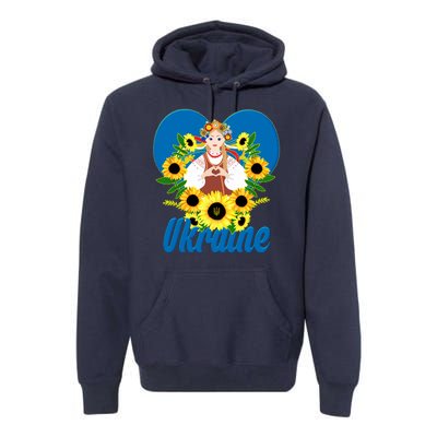 I Stand With Ukraine Traditional Ukrainian Sunflower Girl Premium Hoodie