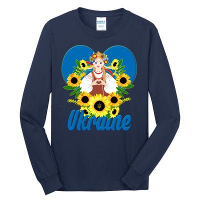 I Stand With Ukraine Traditional Ukrainian Sunflower Girl Tall Long Sleeve T-Shirt